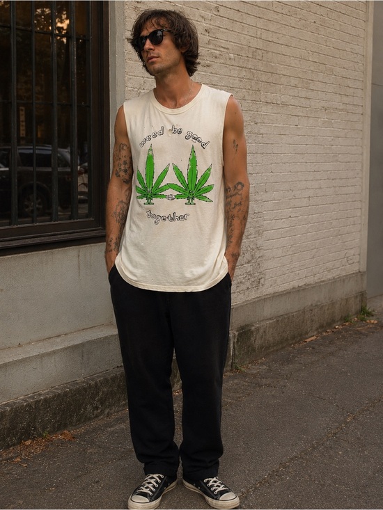 Other - UNIF “Weed Be Good Together” Graphic Tank Top Cream Size S Festival Y2K NWOT
